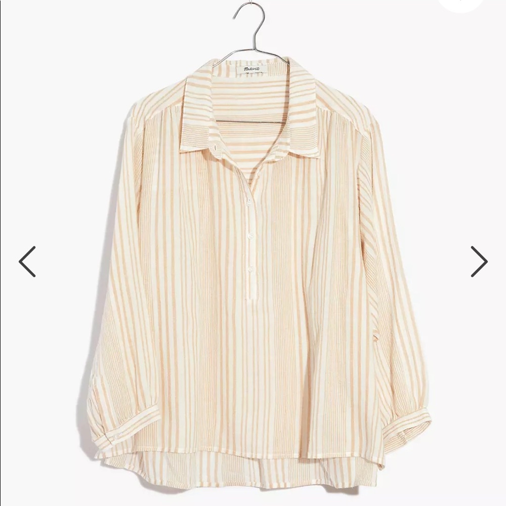 Madewell Striped Gauze Drop-Shoulder Popover Top